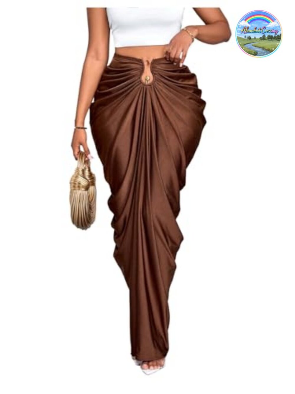 High Waisted Fishtail Maxi Skirt Ruched Bodycon